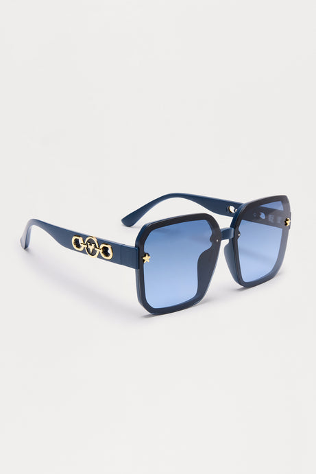 Starstruck Matt Square Sunglasses - Navy