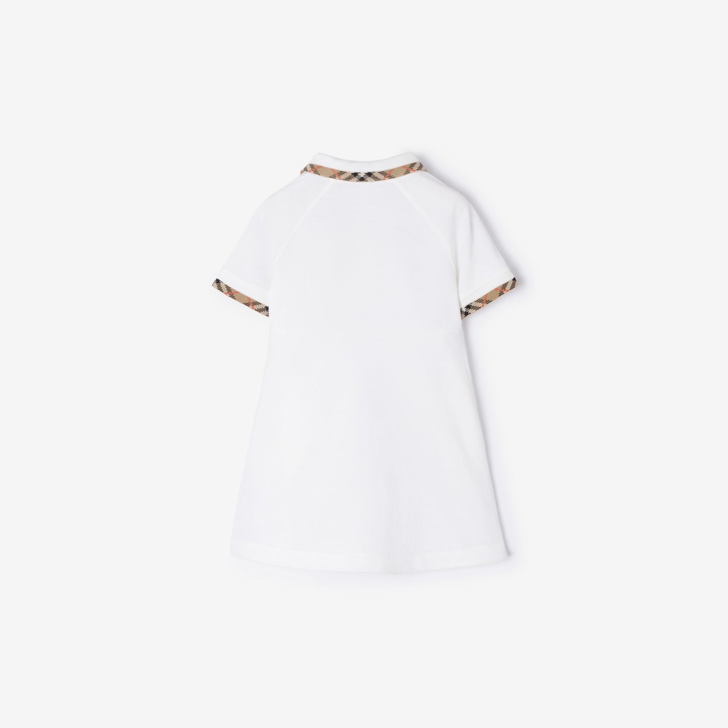 Check Trim Cotton Polo Shirt Dress