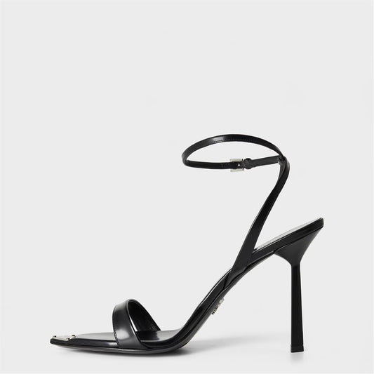 Metallic leather high-heeled sandals
