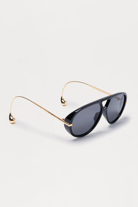 Eyes Hooked Shield Sunglasses - Black/Gold