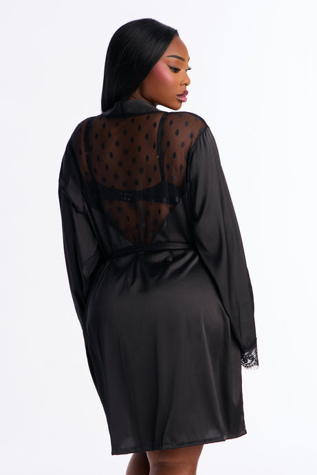 Gianna Satin Robe - Black