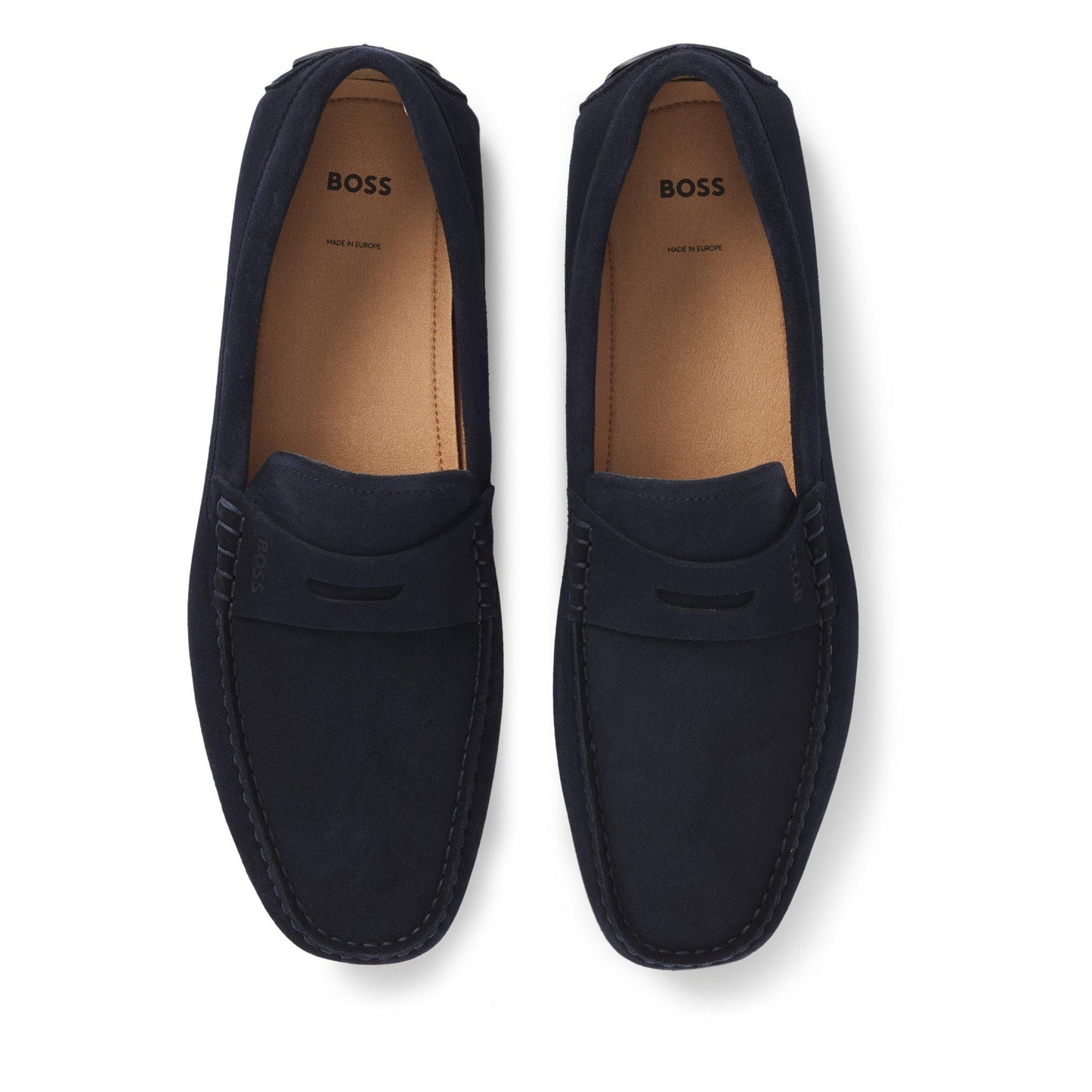 Boss Mens BOSS BLACK Suede Loafers with Debossed Logo Detail