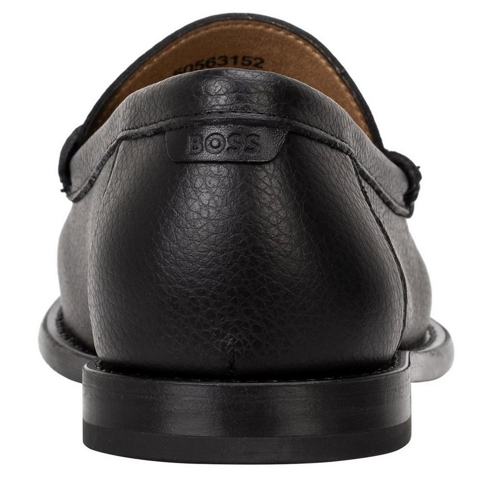 Boss Mens BOSS Leather Slip-on Loafers with Embossed Logo (Tevan)