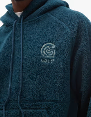 Carhartt WIP helix fleece oversized pullover hoodie in dark green