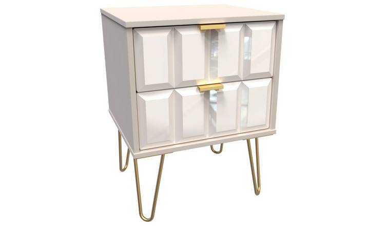 Livara Calvello 2 Drawer Bedside Table - Off White