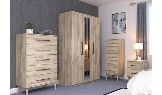 Sherwood 3 Door Mirror Wardrobe - Oak
