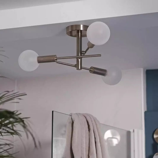 Habitat Globe Ribbed Metal Bathroom Ceiling Light - Brass