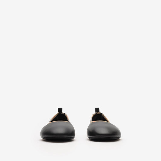 Check Trim Leather Robin Ballerinas