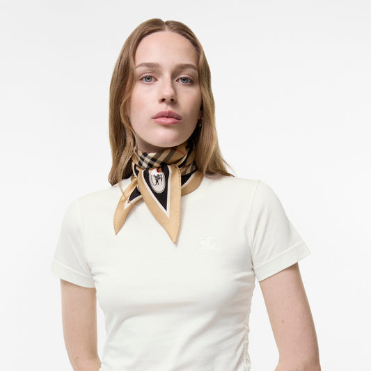 Check Knight Stamp Silk Scarf