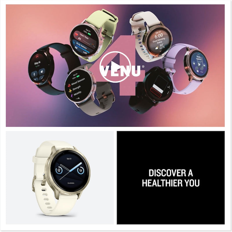 Garmin Venu 4 Multi-Colour Dial 41mm Slate Bezel Black Silicone Strap Watch