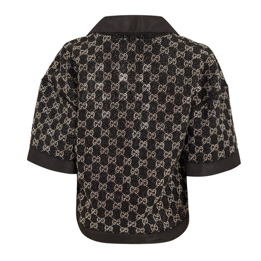 GUCCI Women's Lame Cropped Crop Top
