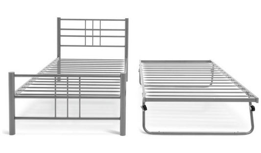 Argos Home Atlas Metal Guest Bed With 2 Mattresses - Silver
