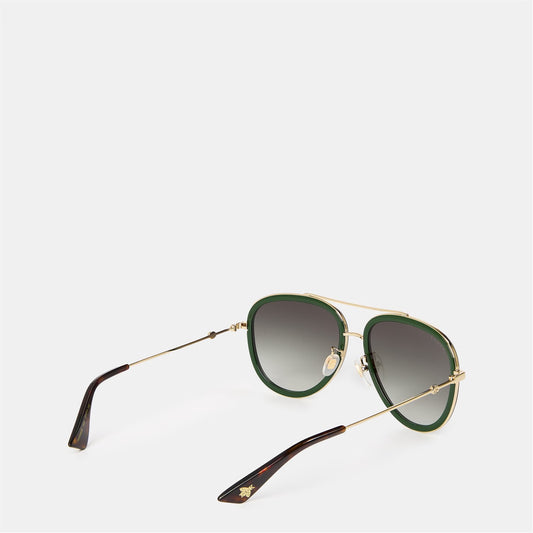 GUCCI Men's Striped Aviator Metal Sunglasses