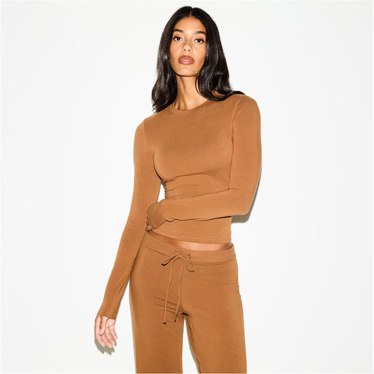 Womens Cotton Jersey Straight Leg Pant