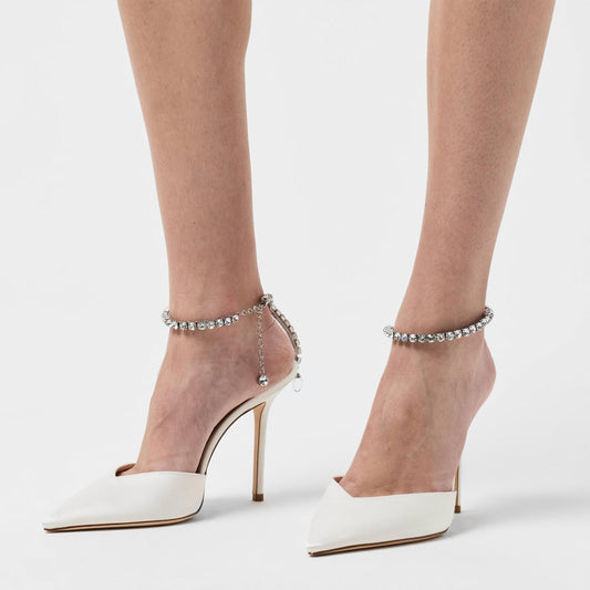 Jimmy Choo Women's Crystal Satin Saeda 100 Pumps