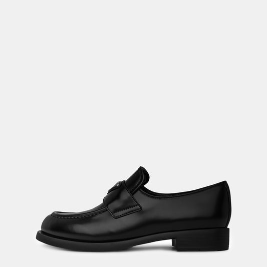 Prada Women'S Chocolate Leather Slim Loafers