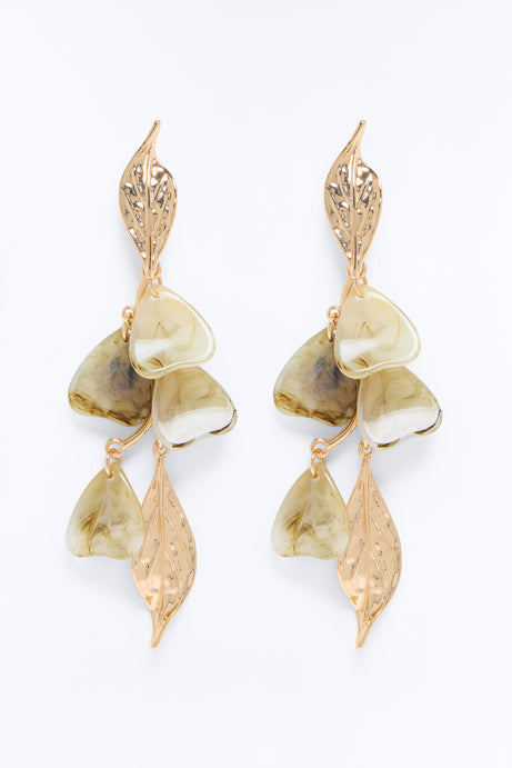 Resort Ready Drop Earrings - Gold/Green