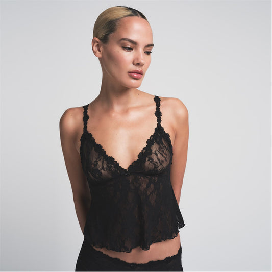 Womens Stretch Lace Triangle Cami and Short Set