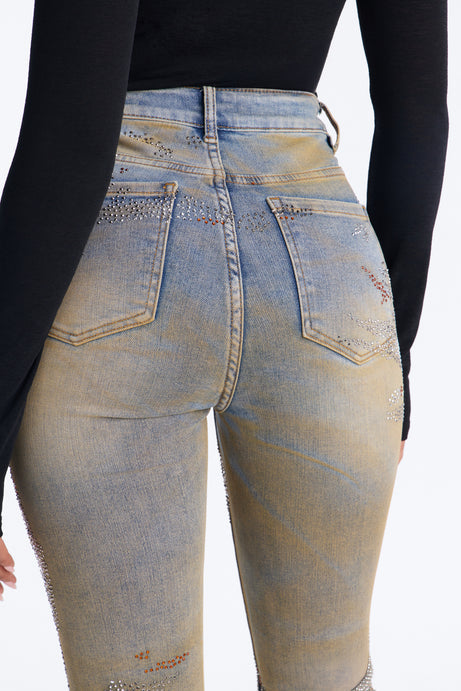 New York Nights High Rise Embellished Stretch Skinny Jeans