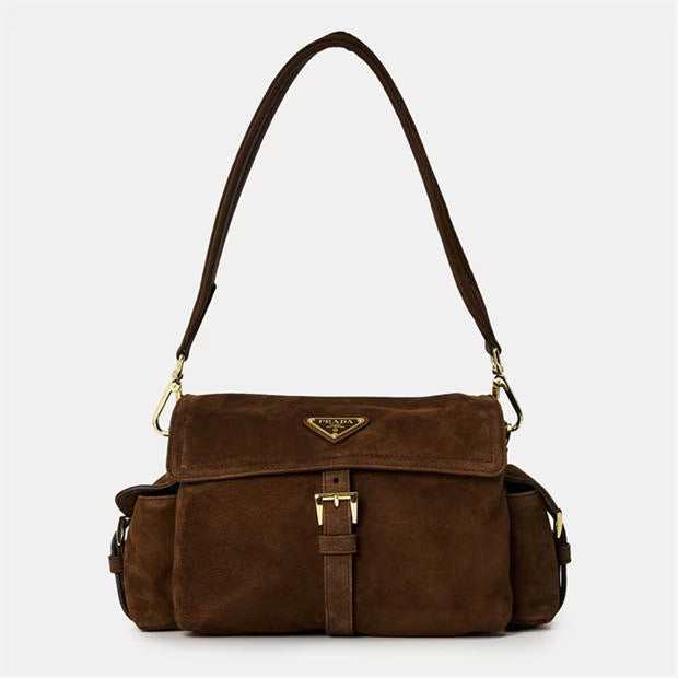 Explore Medium Suede Shoulder Bag with Flap