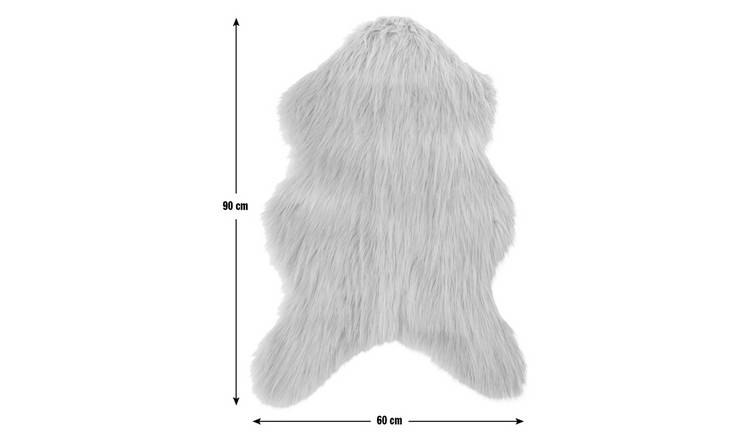 Habitat Sheepskin Faux Fur Cream Shaggy Rug - 60x90cm