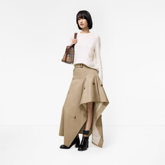 Gabardine Asymmetric Trench Skirt
