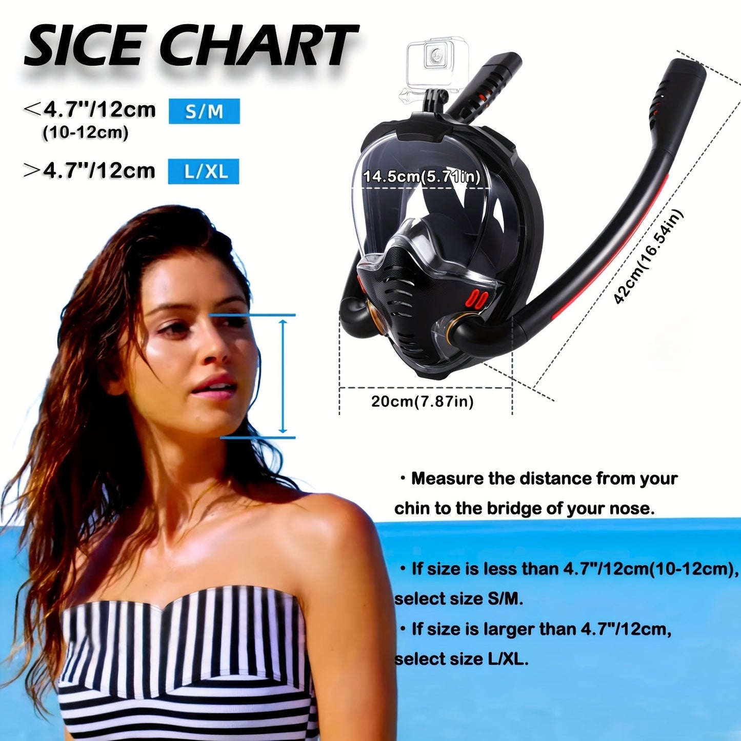 Full Face Snorkel Mask Set with Flippers