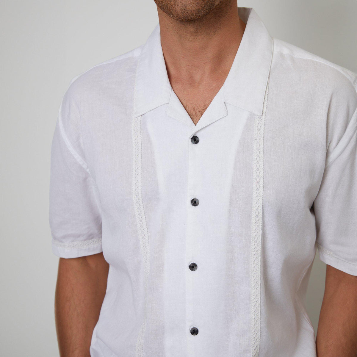 Threadbare Linen Blend Lace Trim Relaxed Fit Shirt
