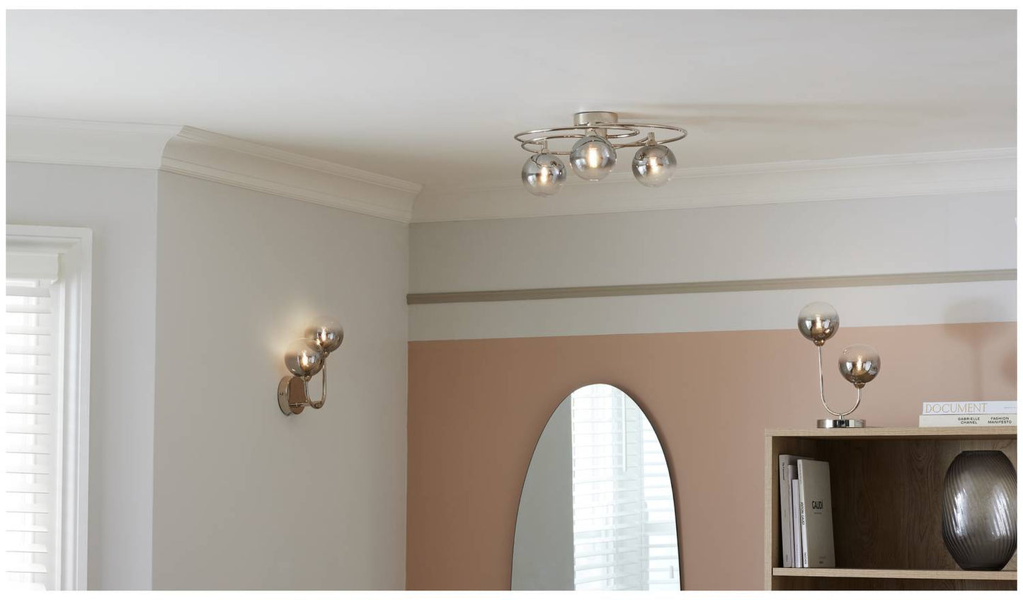 Argos Home Ombre Glass 3 Light Flush Ceiling Light - Nickel