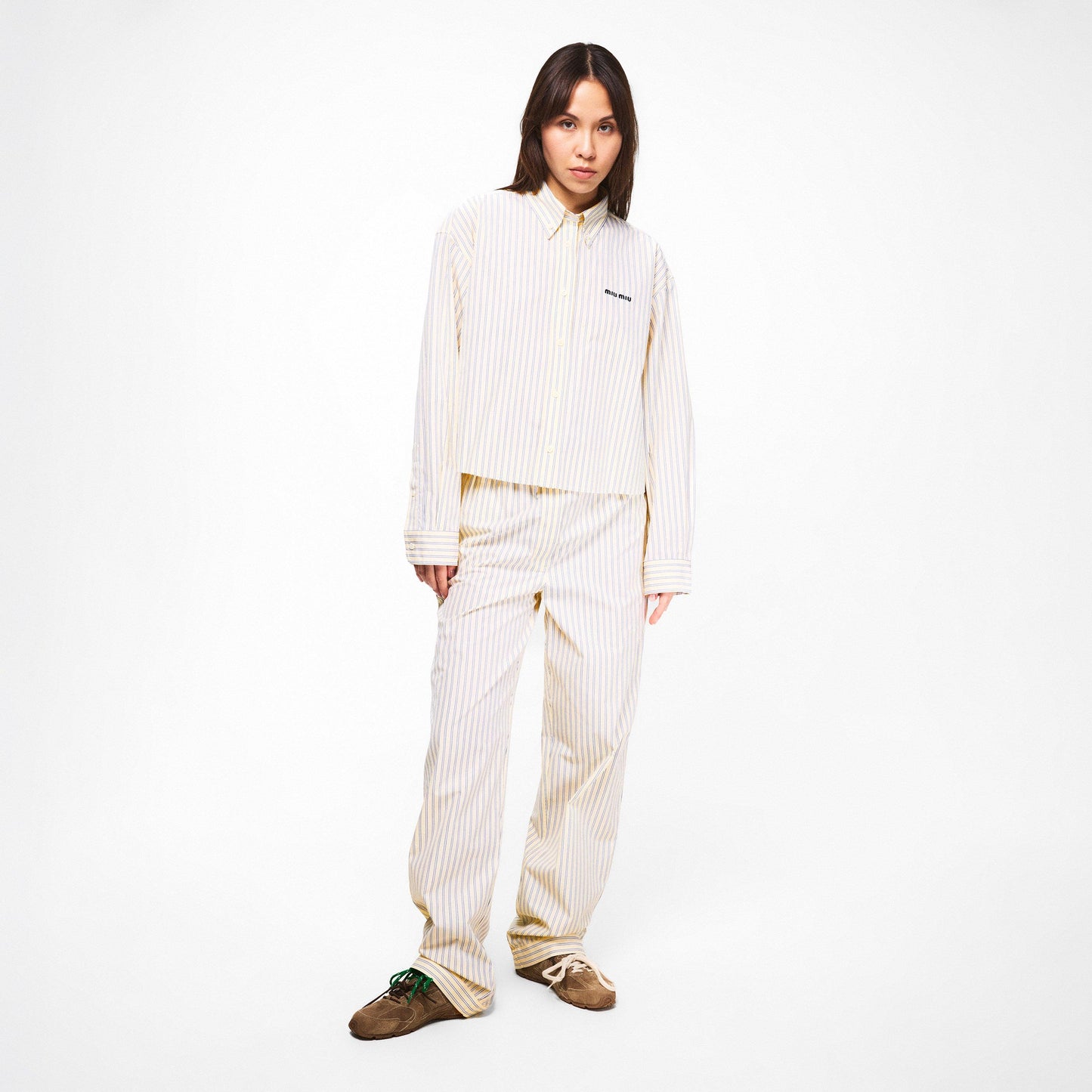 Miu Miu Womens Striped Poplin Shirt