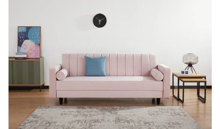 Argos Home Preston Velvet 3 Seater Clic Clac Sofa Bed - Navy