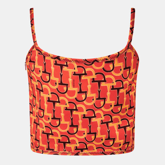 Gucci Cropped Printed Cotton-Twill Top