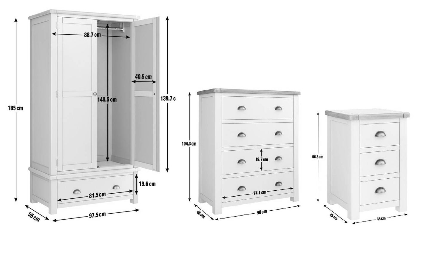 Argos Home Kent 3 Piece 2 Door Wardrobe Set - Cream and Oak