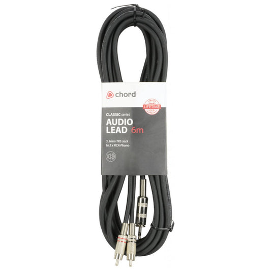 Chord / Citronic 3.5mm Stereo TRS Jack to Twin Phono RCA Audio Lead