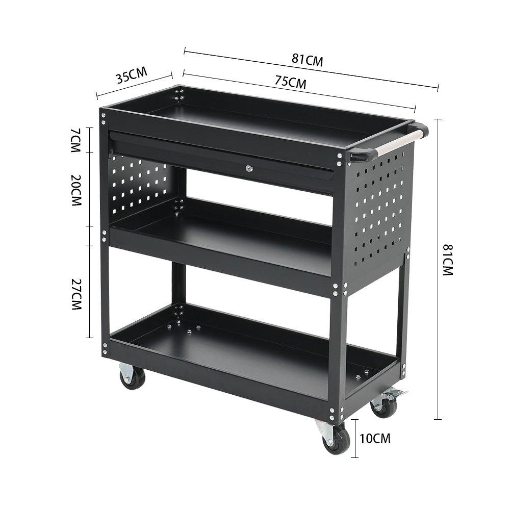 Breeins 3-Tier Rolling Tool Cart with Lockable Drawer