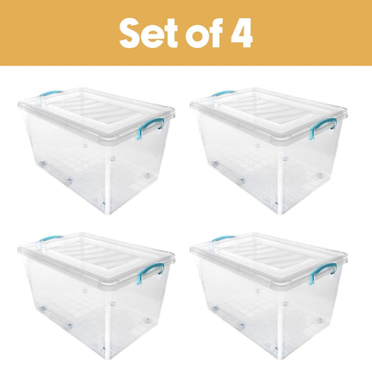 JVL Clip Lid Plastic S/Box 6 Wheels-50L S/4