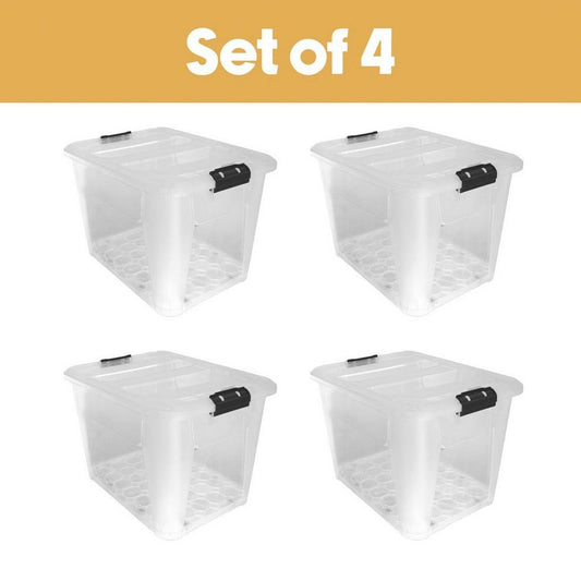 JVL Clip Lid Plastic S/Box 6Wheels - 60L S/4
