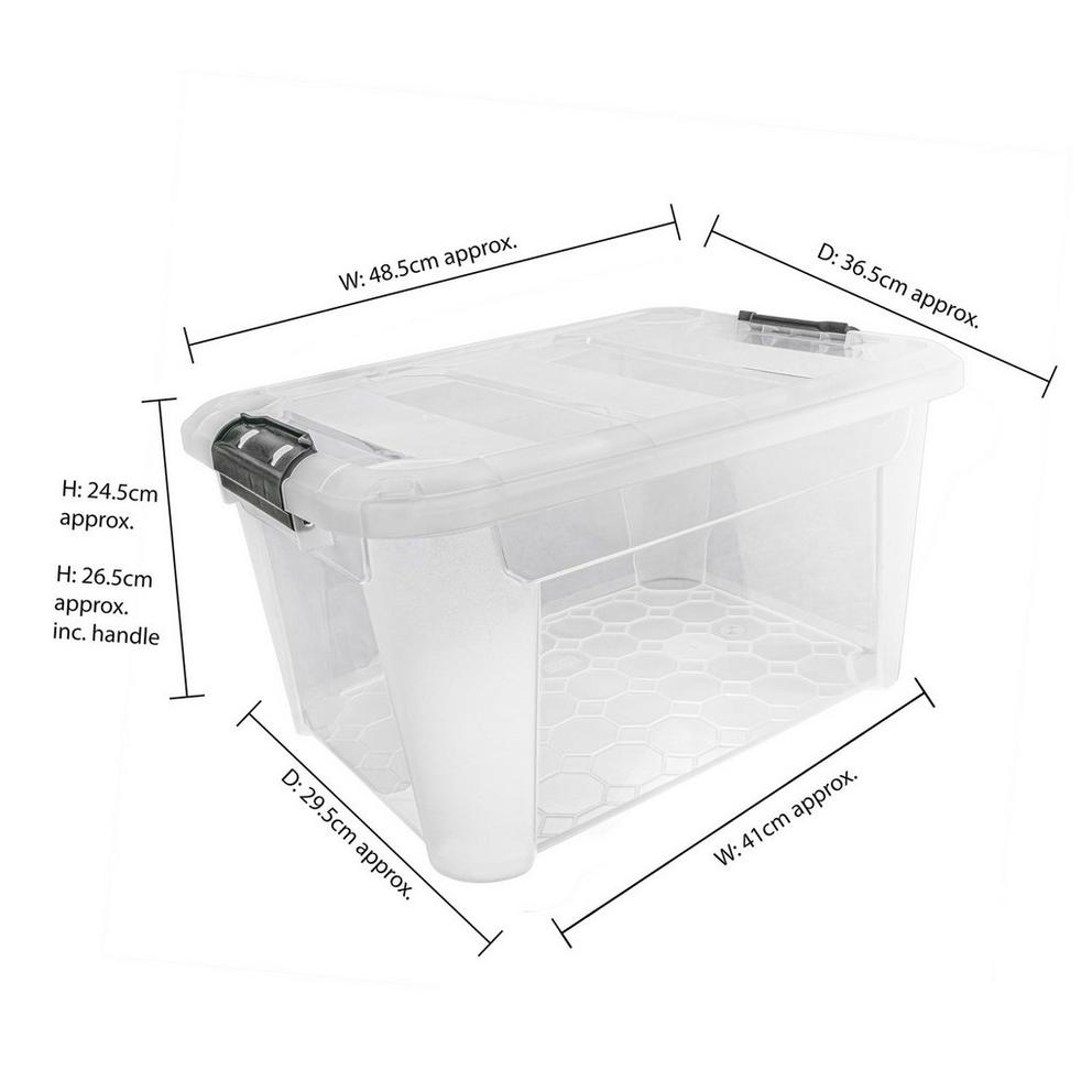 JVL Clip Lid Plastic Storage Box 30L -S/3