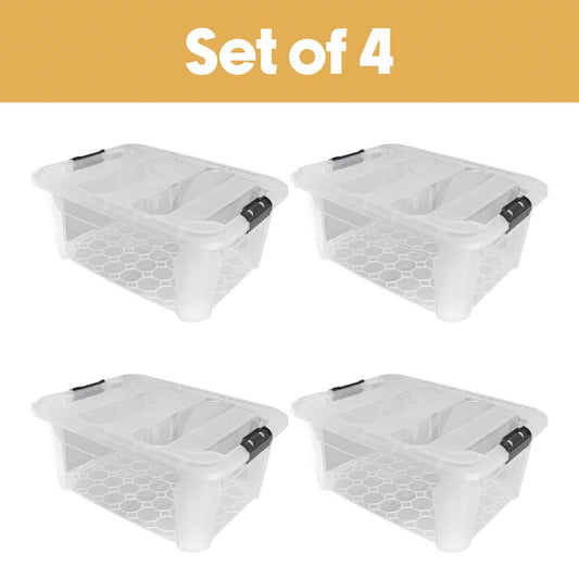 JVL Clip Lid Plastic Storage Box - 40L S/4