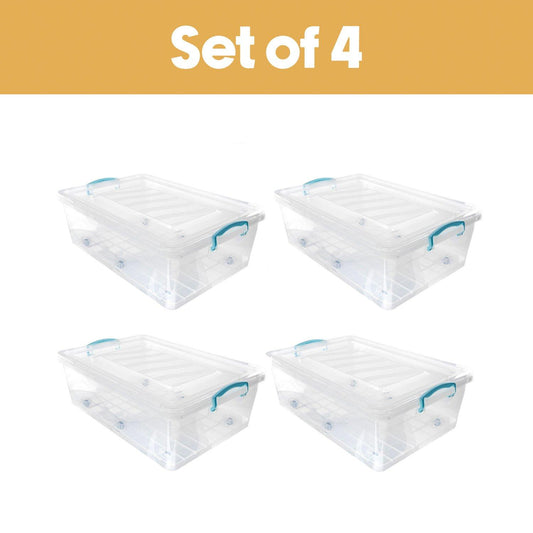 JVL Clip Lid Storage Box+6 Wheels 30L - S/4