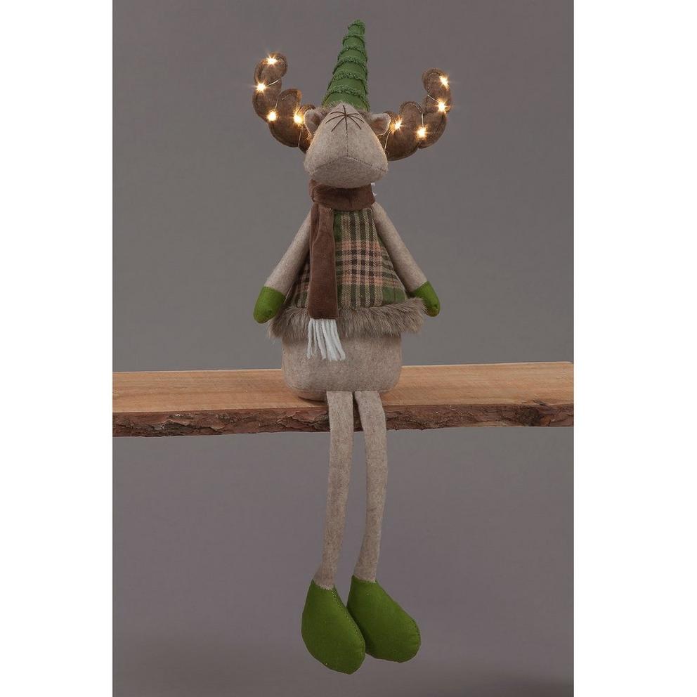 LED Lit Green Sitting Reindeer Decoration