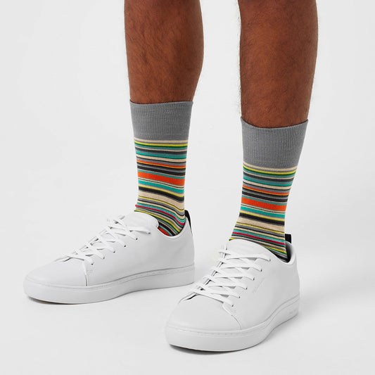 Paul Smith Men's Multi Stripe Cotton Crew Socks