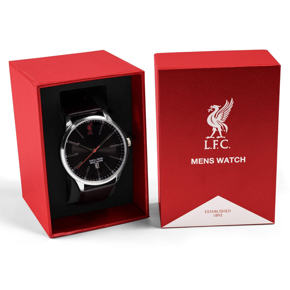 Liverpool FC Silver Black Strap Watch