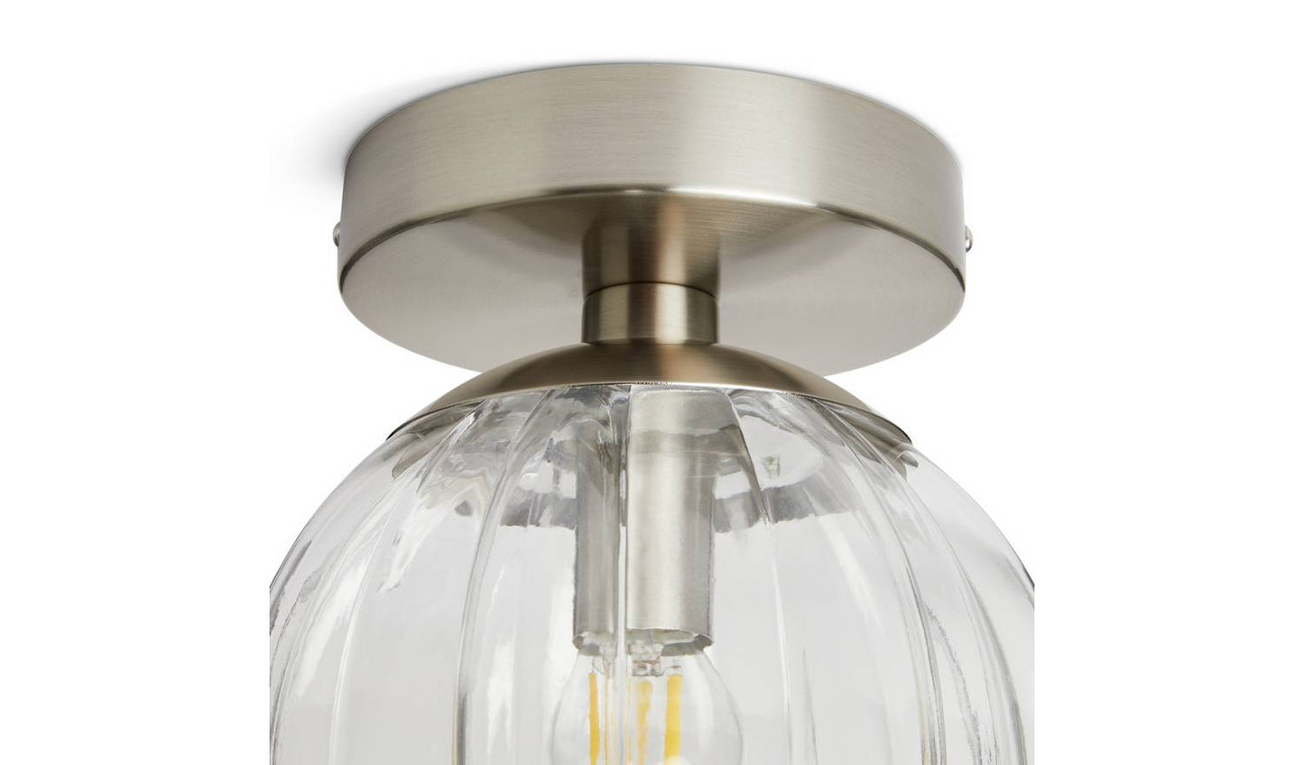 Habitat Anais Glass Bathroom Ceiling Light - Brushed Chrome