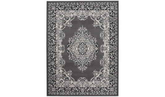 Homemaker Bukhura Traditional Grey Cut Pile Rug - 200x290cm