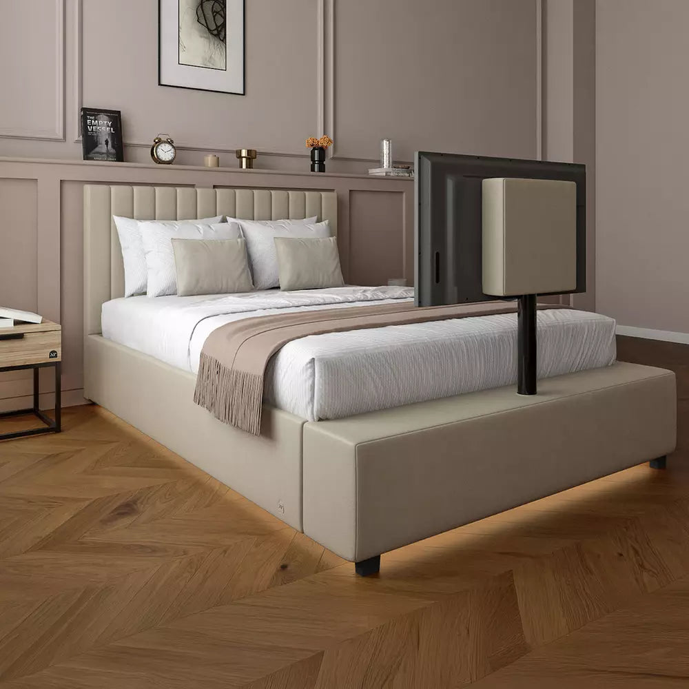 XR Living Maisie Kingsize TV LED Bed Frame - Cream