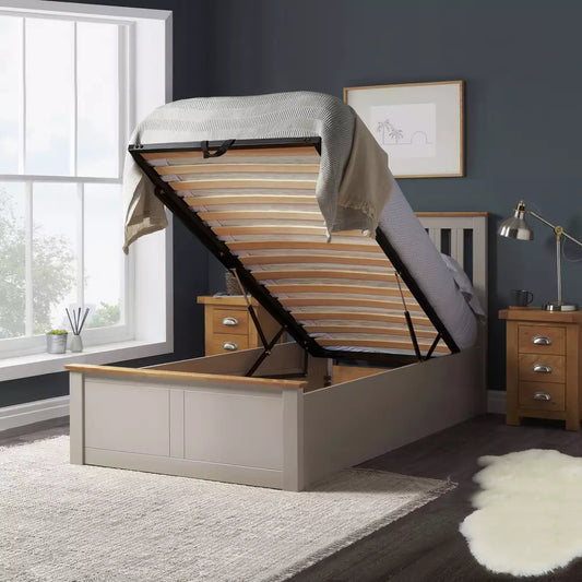 Birlea Phoenix Single Ottoman Bed with Mattress - Pearl Grey