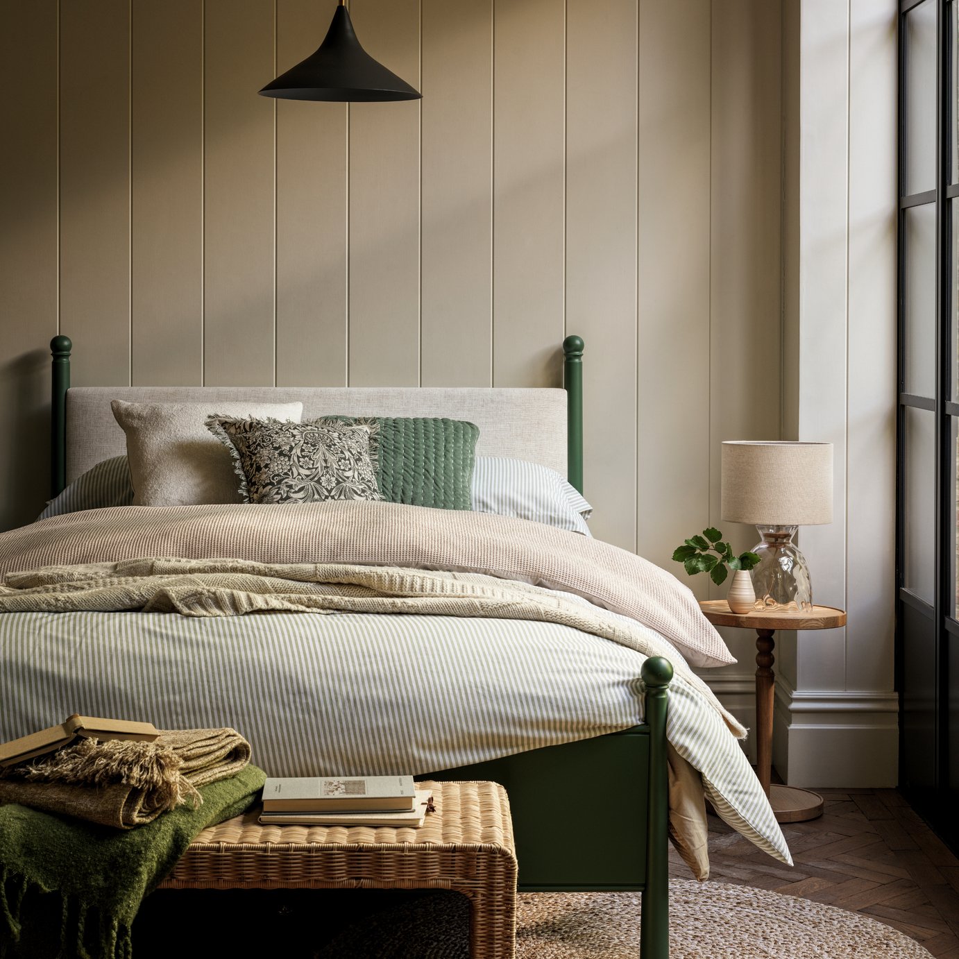 Habitat Vanern Dimple 42cm Glass Table Lamp - Clear & Cream