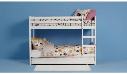 Habitat Detachable Bunk Bed, Trundle & 3 Mattresses-White