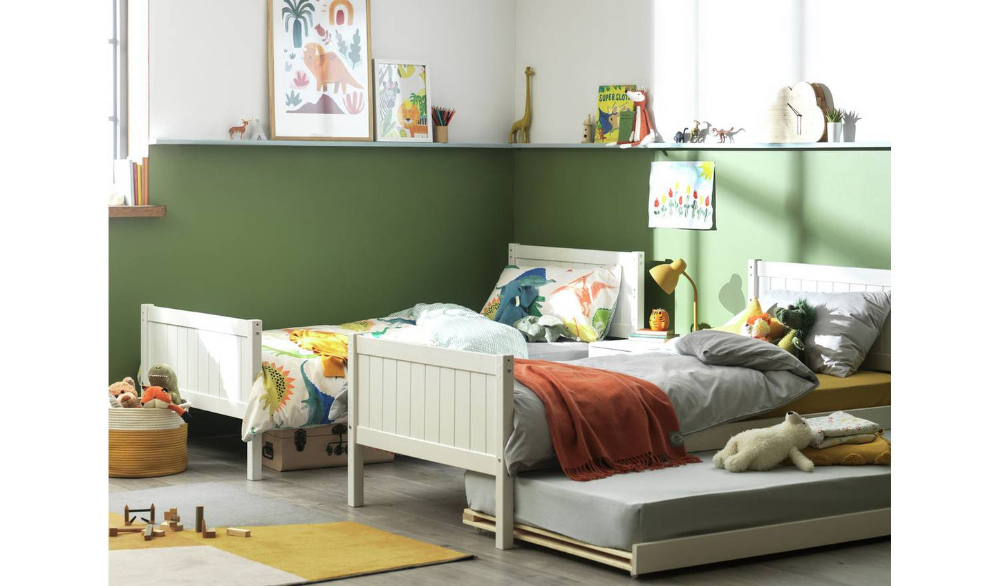 Habitat Detachable Bunk Bed, Trundle & 3 Mattresses-White